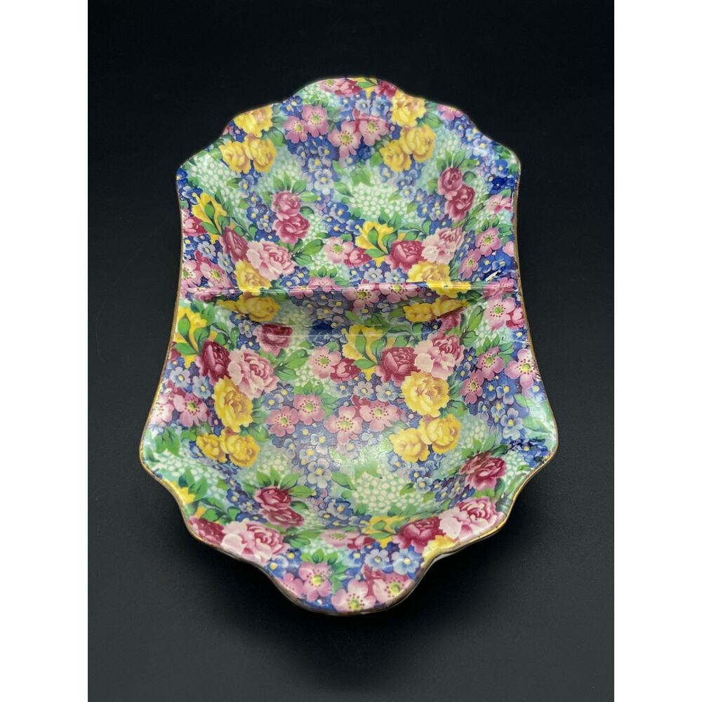 ROYAL WINTON 1930s Foral Grimwades Chintz Julia Two Section Platter England READ